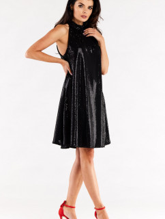 Dámske šaty A563 Čierna s flitrami - Awama