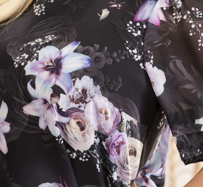 Dámské šaty SC331 černé s květy - Karko