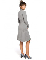 trapézové šaty s žebrovaným lemováním šedé  model 19564451 - BeWear