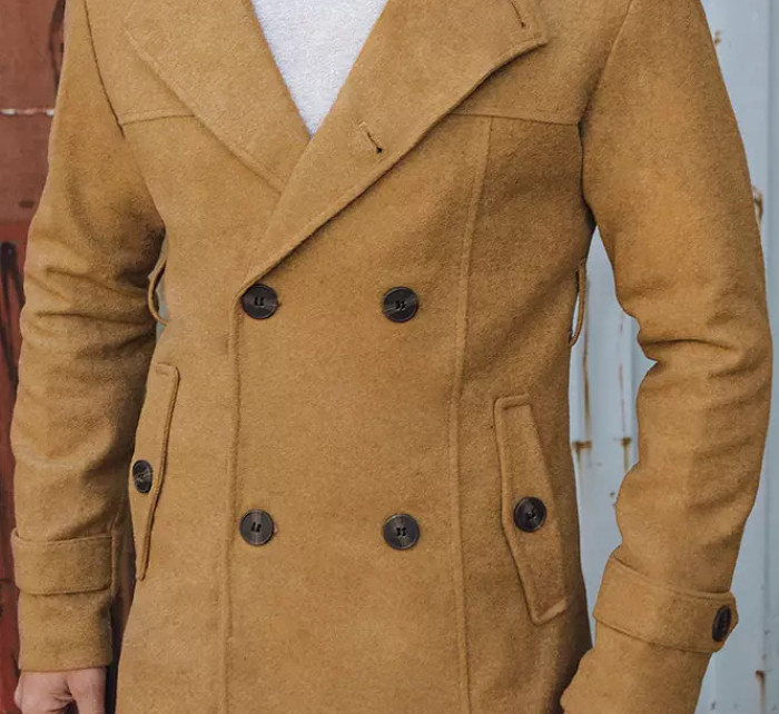 Pánsky dvojradový pieskový kabát CX0443z - Dstreet