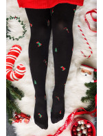 Hrubšie dámske vzorované pančuchové nohavice CHRISTMAS TIGHTS