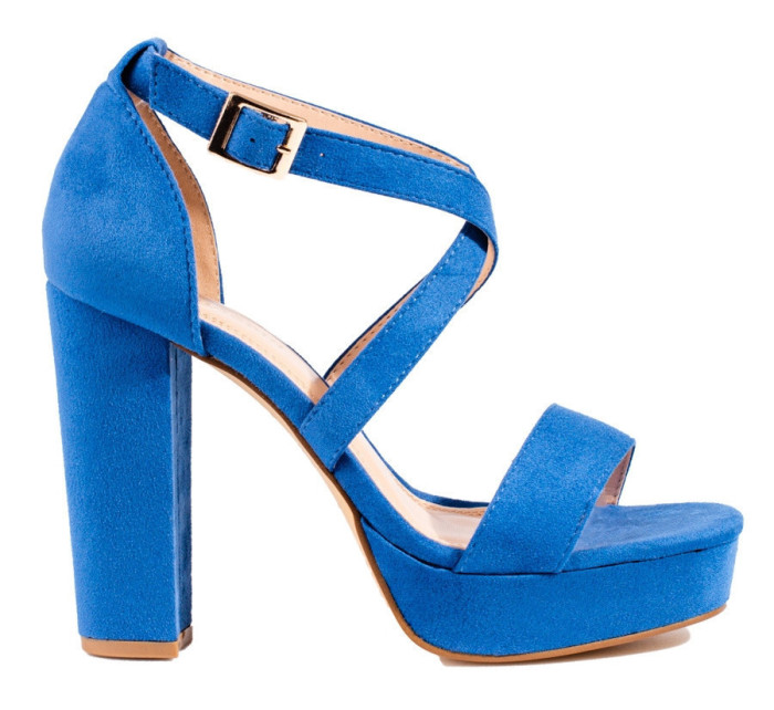 Luxusní dámské modré  sandály na jehlovém podpatku