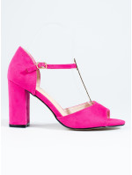 Krásne ružové sandále dámske na širokom podpätku