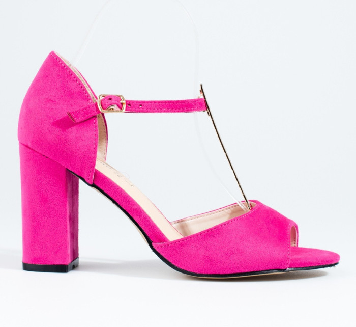 Krásne ružové sandále dámske na širokom podpätku