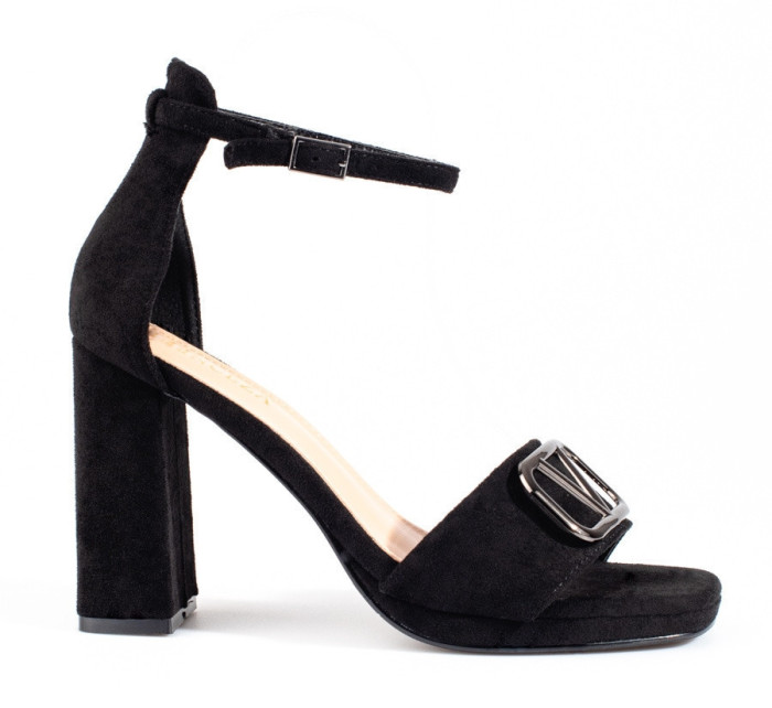 Výborné sandále čierne dámske na širokom podpätku