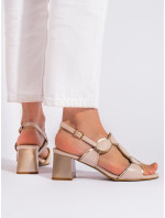 Praktické hnedé dámske sandále na širokom podpätku