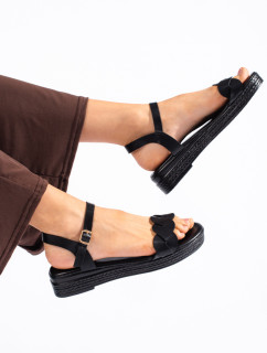 Jedinečné dámske sandále čierne s plochým podpätkom
