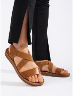 Krásne hnedé sandále na podpätku pre ženy