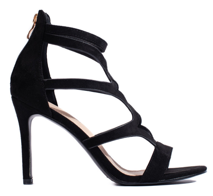 Krásné dámské  sandály černé na jehlovém podpatku