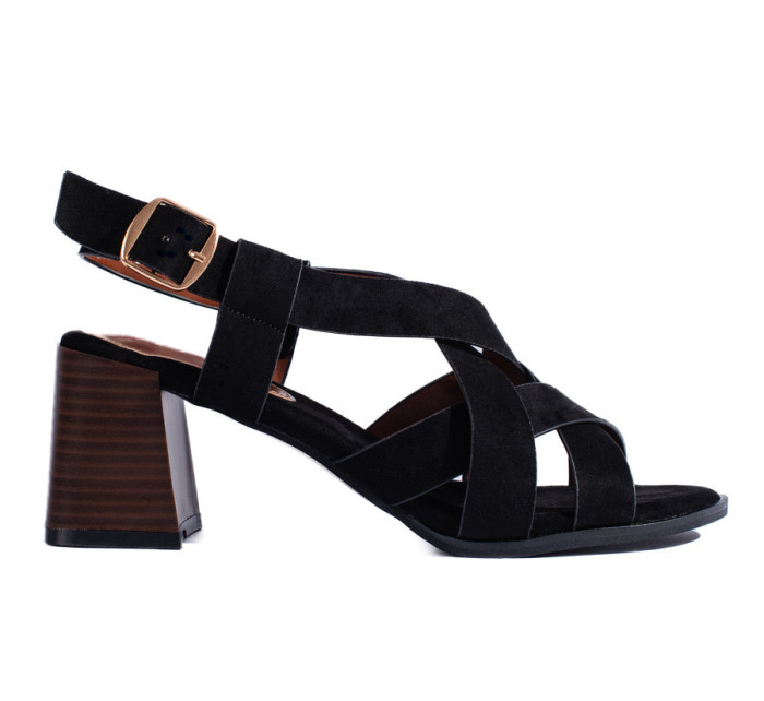 Pohodlné čierne sandále pre ženy na širokom podpätku