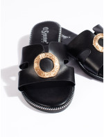 Jedinečné černé  sandály dámské bez podpatku