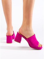 Dámske dizajnové ružové ponožky na širokom podpätku