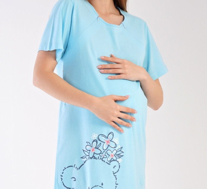 Dámska nočná košeľa materská Méďa s kvetinou