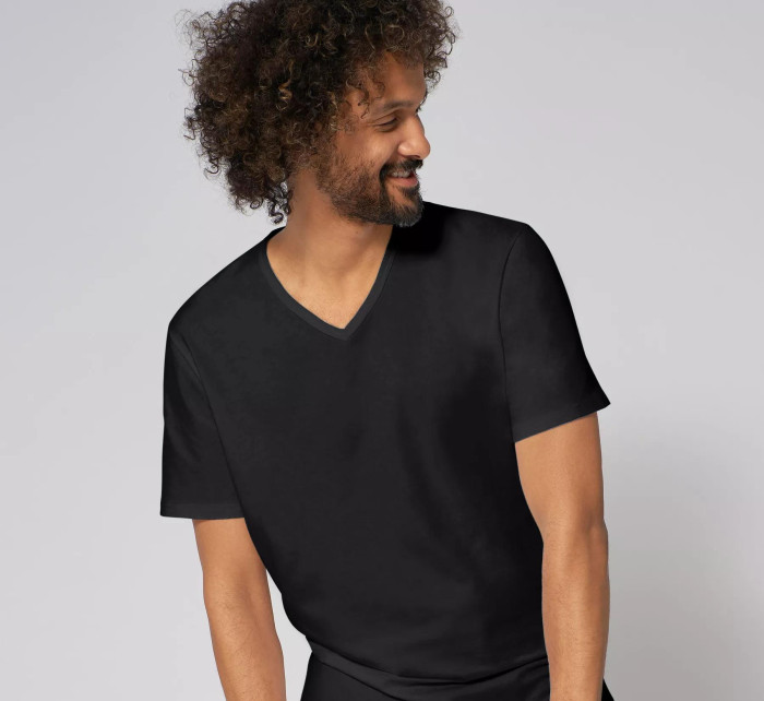 Pánské tričko GO Shirt V-Neck Regular Fit - BLACK - černé 0004 - SLOGGI