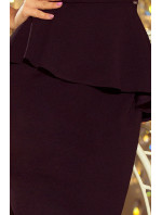 Elegantné čierne dámske midi šaty s volánikmi model 6332290