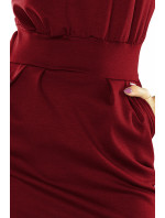 Dámské midi šaty v bordó barvě se střihem model 6353673 - numoco