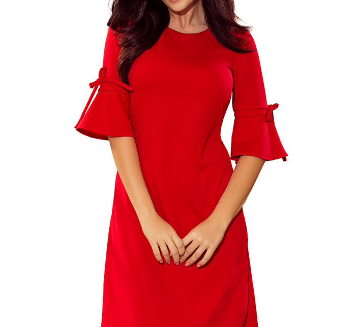 Červené dámske trapézové šaty s rozšírenými rukávmi model 6703289
