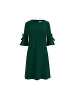 Dámské trapézové šaty v lahvově zelené barvě s rozšířenými rukávy model 6710835 - numoco