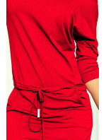 Červené dámské sportovní šaty se zavazováním a kapsami model 7063139 - numoco