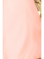 Dámske trapézové šaty v pastelovo ružovej farbe s rozšírenými rukávmi model 7268097