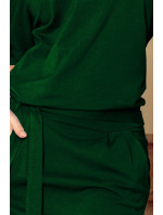 Dámské šaty v lahvově zelené barvě s krátkými rukávy model 7606649 - numoco