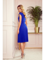LILA Plisované dámské šaty v chrpové barvě s krátkými rukávy model 8717140 - numoco
