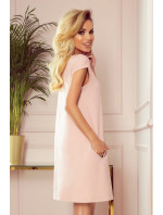 CELINE - Dámske trapézové šaty v pastelovo ružovej farbe s kapsičkami 314-1