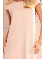 Dámské trapézové šaty v růžové barvě s kapsičkami model 8945028 - numoco