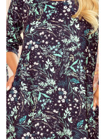Pohodlné dámské oversize šaty se vzorem listů v mátové barvě na pozadí model 9143797 - numoco