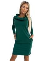 Zelené teplé dámské šaty s rolákem a kapsami model 19006810 - numoco