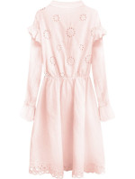 Bavlnené dámske šaty v púdrovo ružovej farbe s výšivkou (303ART)