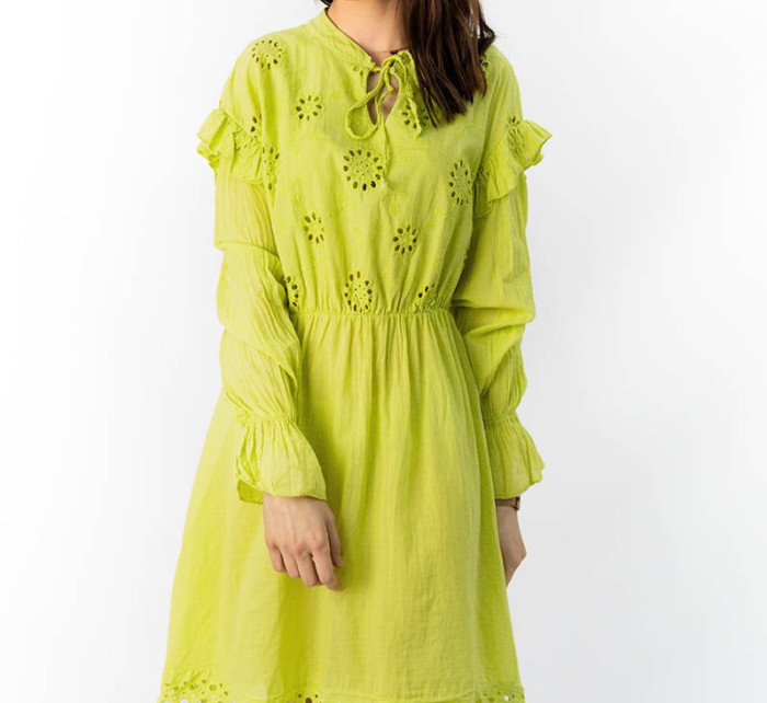 Bavlněné dámské šaty v barvě s výšivkou model 7274560 - MADE IN ITALY