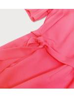šaty v neonově korálové barvě s páskem model 7426154 - INPRESS