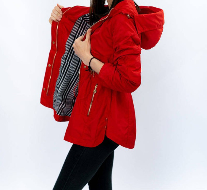 Krátka červená bunda typu parka (P01)