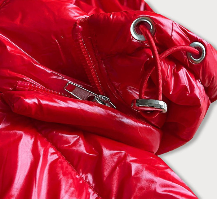 Krátká červená prošívaná dámská bunda s kapucí model 16146889 - CANADA Mountain