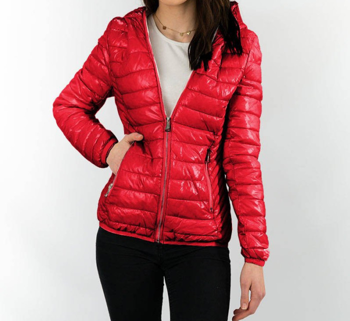 Červená prošívaná dámská bunda s kapucí model 16146925 - S'WEST
