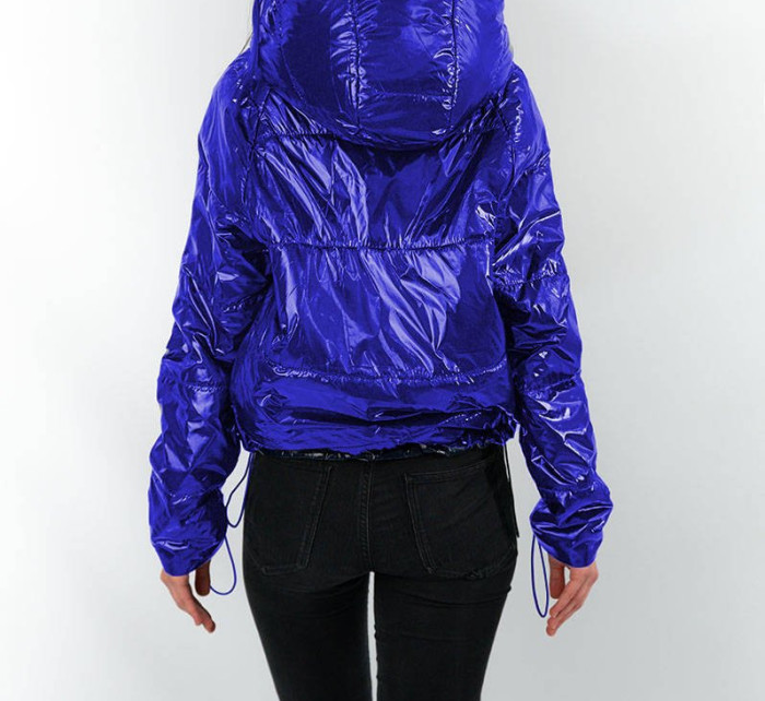 Světle modrá lesklá prošívaná dámská bunda s kapucí model 14764946 - S'WEST