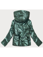 Zelená lesklá dámská bunda s kapucí model 16147495 - S'WEST