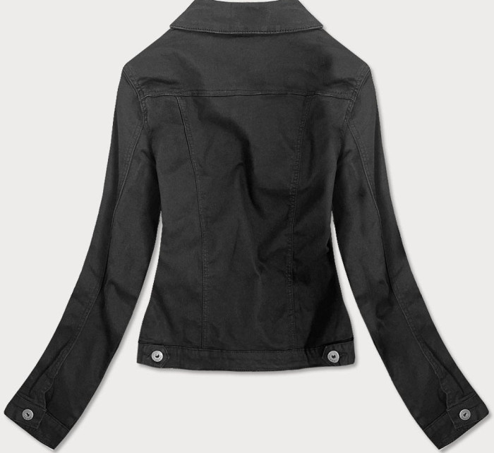 Jednoduchá čierna dámska džínsová bunda s vreckami (SA40)