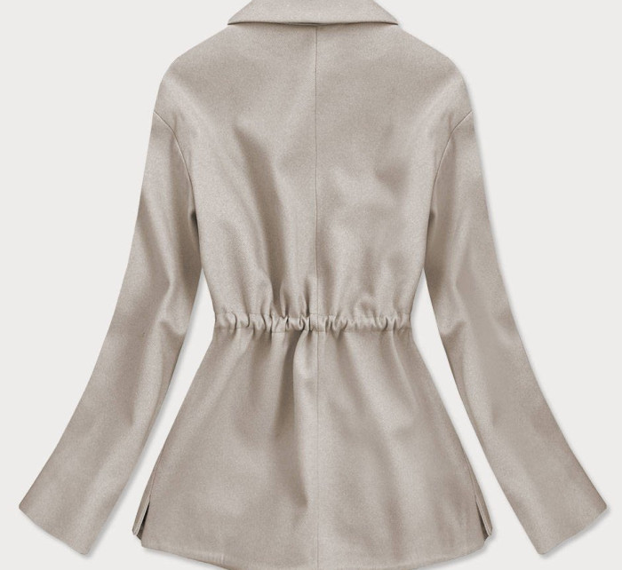Volný béžový krátký dámský kabát model 15068439 - ROSSE LINE