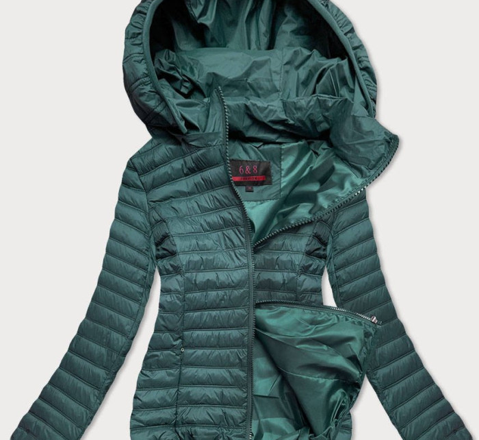 Zelená prošívaná dámská bunda s kapucí model 16149290 - 6&8 Fashion