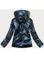 Tmavě modrá krátká lesklá dámská bunda model 16151339 - MHM