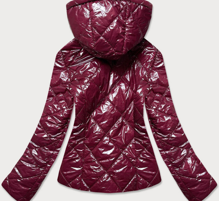 Lesklá dámská bunda ve vínové bordó barvě (BR9756-74)