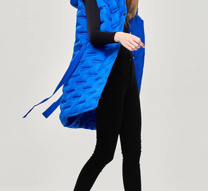 Dlouhá dámská vesta v chrpové barvě s páskem model 15834484 - Ann Gissy