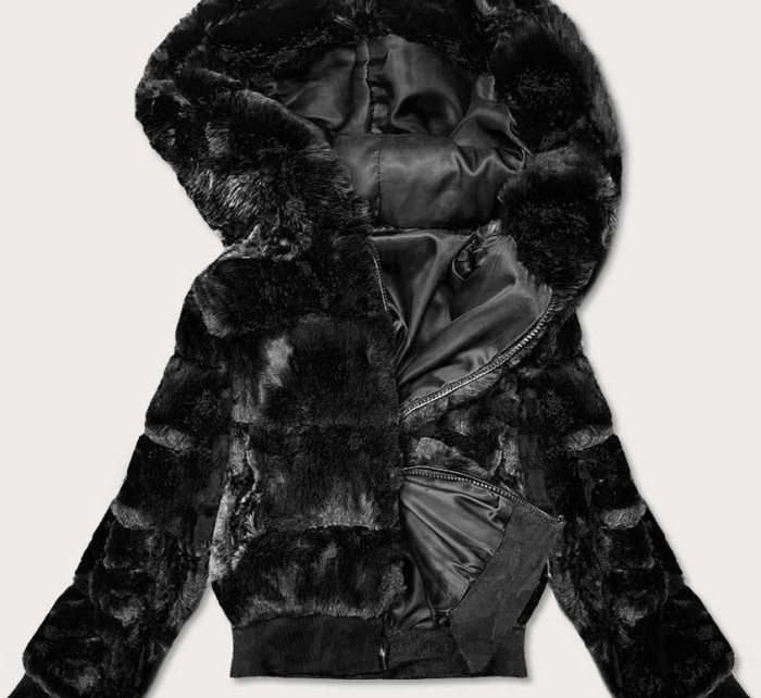 Černá dámská kožešinová bunda model 15901181 - S'WEST