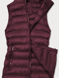 Krátká dámská prošívaná vesta v bordó barvě model 16279830 - J.STYLE
