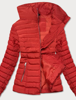Červená prešívaná dámska bunda na prechodné obdobie (23063-8)
