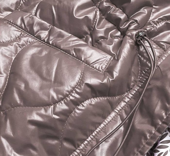 Dámska bunda vo farbe cappucino s ozdobnou podšívkou (BH2182)