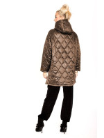 Hnědá prošívaná dámská oversize bunda s kapucí model 17032498 - Ann Gissy