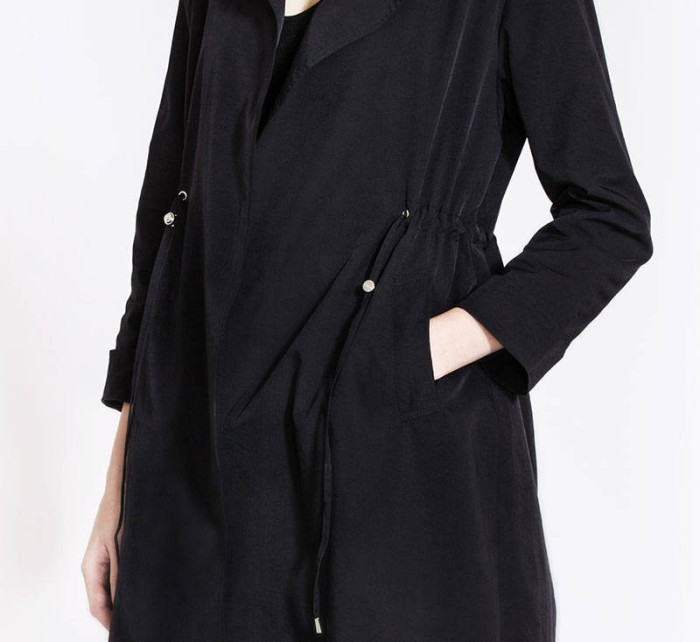 Tenký čierny dámsky kabát (AG5-011)